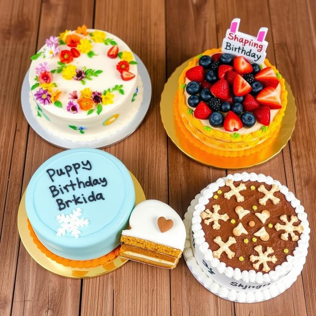 Seasonal dog birthday cake variations