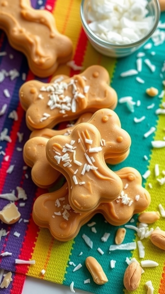 Homemade peanut butter and coconut dog treats 