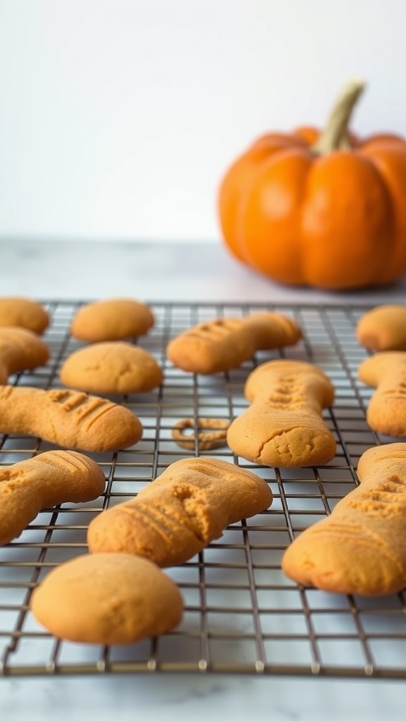 Homemade pumpkin peanut butter dog cookies 