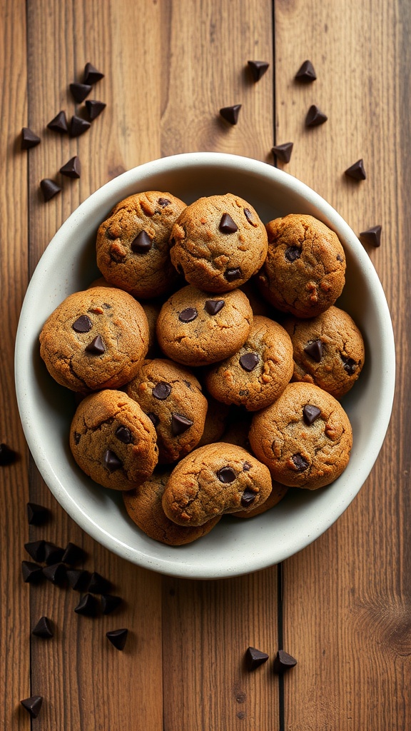 A bowl of freshly baked carob chip cookies for dogs.