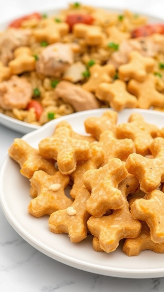 Homemade dog treats shaped like stars on a plate