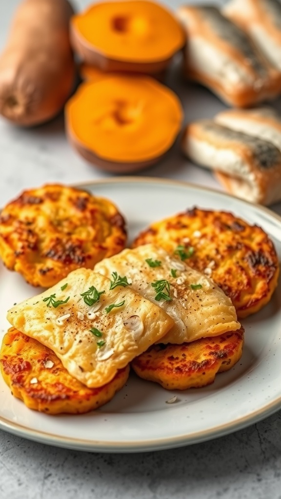 Homemade fish and sweet potato patties for dogs