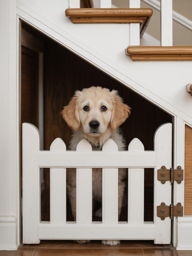 dog gate under stairs