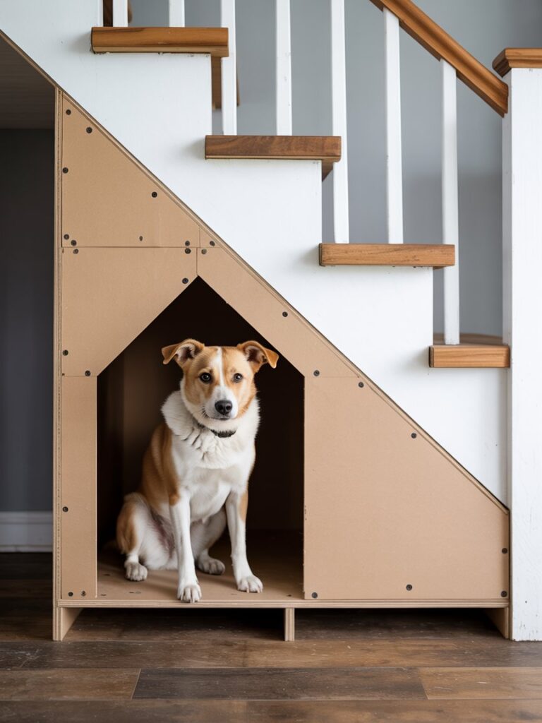 diy dog house under stairs