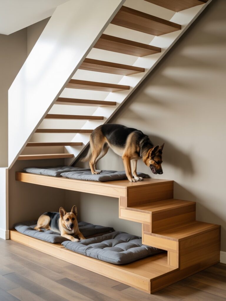 dog bedroom under stairs
