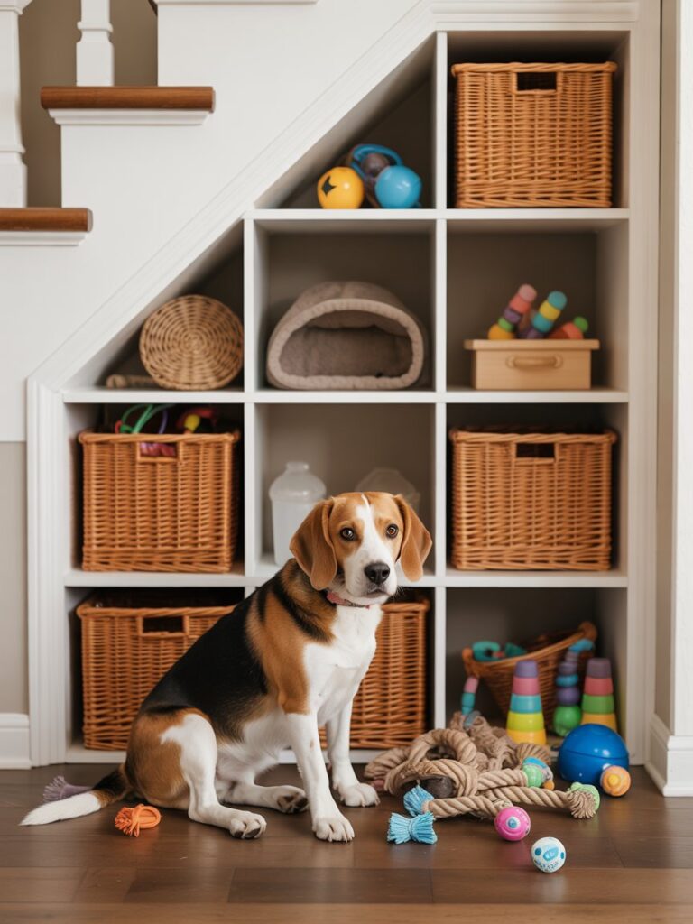 dog nook under stairs