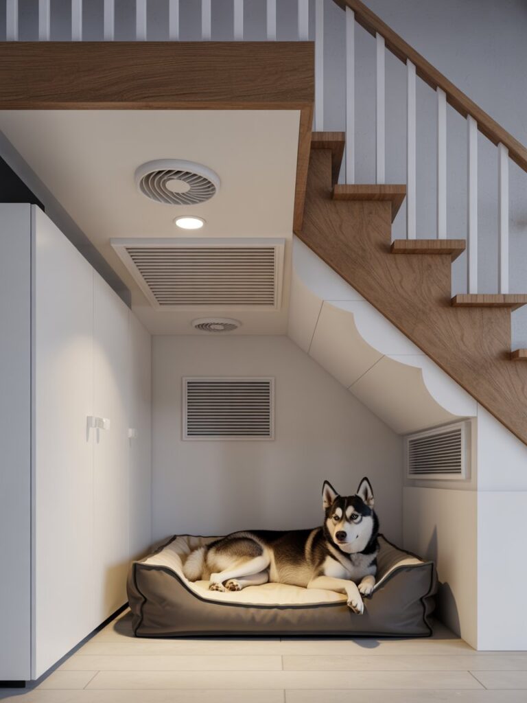 dog room under the stairs
