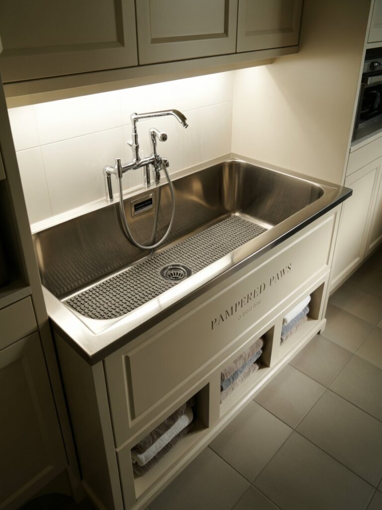 laundry room with dog bath